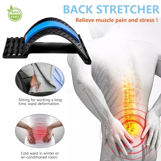 JUMPOW Back Stretcher for Lower Back Pain Relief, 4 Level Adjustable Lumbar Back Cracker Board for Scoliosis, Spine Decompression, Sciatica