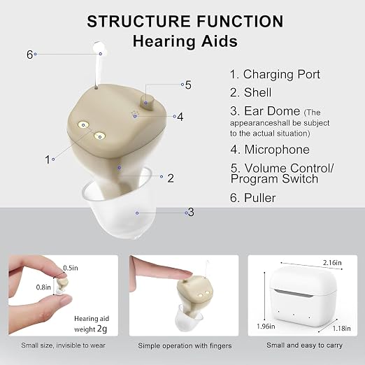 Not Amplifier True Hearing Aids for Seniors Invisible Rechargeable with Hearing Loss 11 Channel Noise Cancelling Small Discreet In Ear Easy to Use Comfort Fit