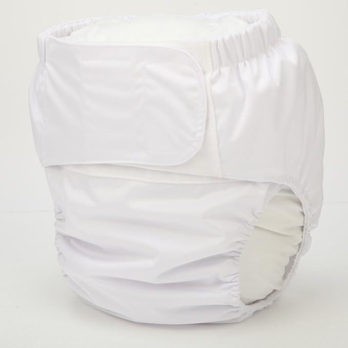Large Teen Adult Cloth Diaper Nappy Reusable Washable for Disability (White (Large 26in to 50in))