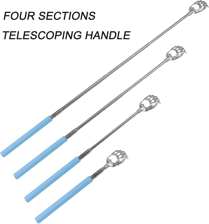 WOVTE Bear Claw Extendable Blue Back Scratcher for Men 2Pack | Stocking Stuffers for Men Women Adults, Mothers Day Fathers Day Christmas Birthday Gifts for Men Women Mom Dad Husband