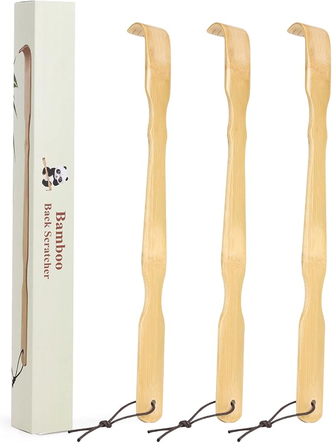 YIMICOO Wooden Bamboo Back Scratcher, 17 Inch Long Handle Back Scratchers for Adults Men Women, with Beautiful Gift Packaging (3 Pack)