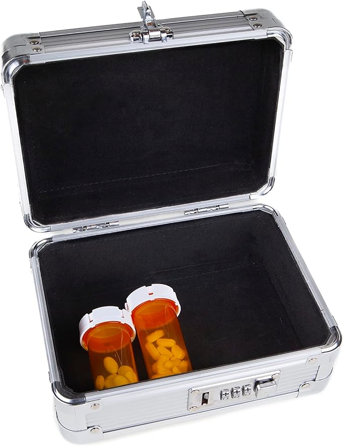 MEDICINE RX SAFE Medication Carrying Case - Small/Silver