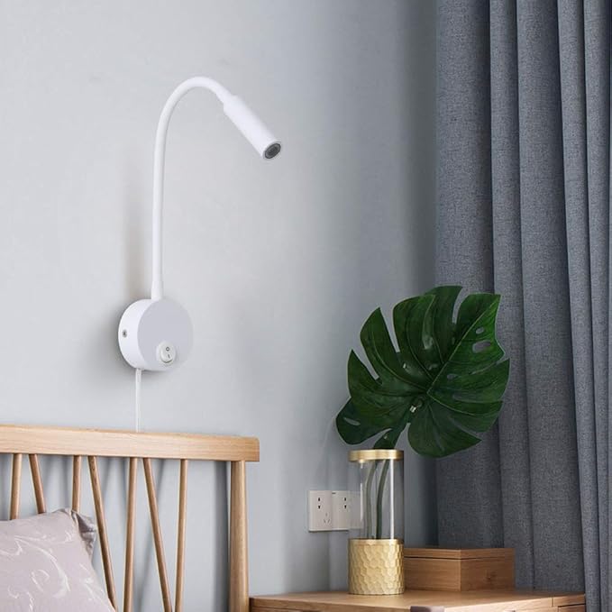Wall Sconces Light Reading Lamp 3W Warm White 3000K Cord for Reading Books in Bed