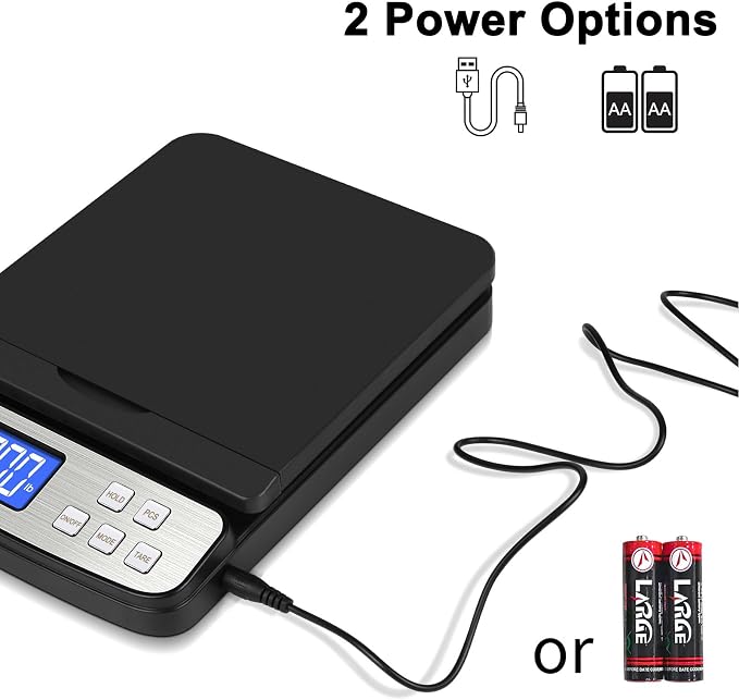 Fuzion Shipping Scale - Digital Postal Scale 88lb x 0.1oz, Flip-up Platform | All-in-1 Postal Scale, Large Display, Hold/Tare/PCS Counting, Easy Calibration, 5 Units, Scale for Packages, Small Business