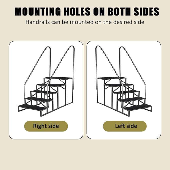 Step Ladder, Step Stool with Handle, Heavy Duty Pool Ladder Above Ground 660Lbs, Camper Steps Outdoor Steps RV Stairs for Reaching High, Portable Home Stairs for Travel Trailer (5 Step, Double Handle)