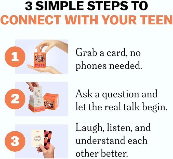 Tales Conversation Starter Cards, Teens Edition 150 Count, Fun Icebreaker Game for Party Games, School, Sleepovers, Game Nights, Gifts & Gatherings, Conversation Cards Games for Meaningful Connections