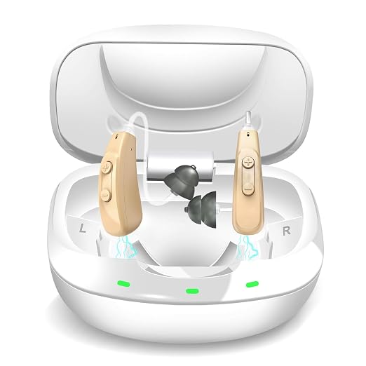 Hearing Aids for Seniors Rechargeable, OTC Behind-The-Ear BTE Ear Aid Buds Earbuds Not Amplifiers Adult Women Men, Sound Aides for Elderly Hearing Loss, Invisible Noise Cancelling