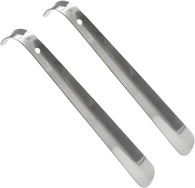 Metal Shoe Horn Long Handle, 12 Inch | Stainless Steel, Shoe Horn for Seniors, Men, Women, Pack of 2