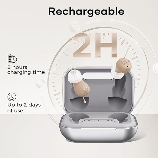 Hearing Aids for Seniors, Rechargeable OTC Hearing Aids with Noise Reduction, Providing Clear Sound Quality and Comfortable Wearing for Hearing Loss