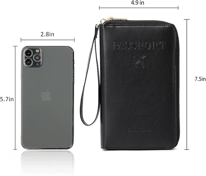 Passport Holder for Travel Women and Men RFID Blocking Passport Holder with Zipper Multi-functional Passport Wallet Passport Case Passport cover Travel Essentials