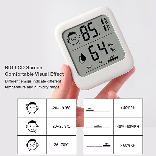 HATUSOKU Pack of 2 Digital Thermometer and Hygrometer with Comfort Face Display, Hygrometer, Stand, Magnet, Hanging, Simple, Infectious Disease Prevention, Heat Stroke Prevention