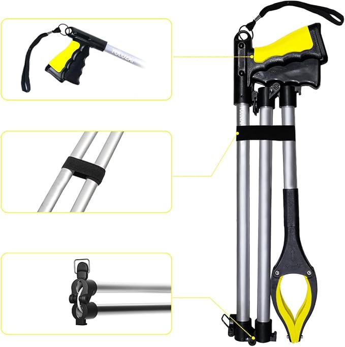 38" Extra Long Grabber Tool with 360°Rotating Anti-Slip Jaw， Lightweight Reaching Aid Reacher Tool, Arm Extension Heavy Duty Grabbers for Elderly (38 Inch - 1PCS)