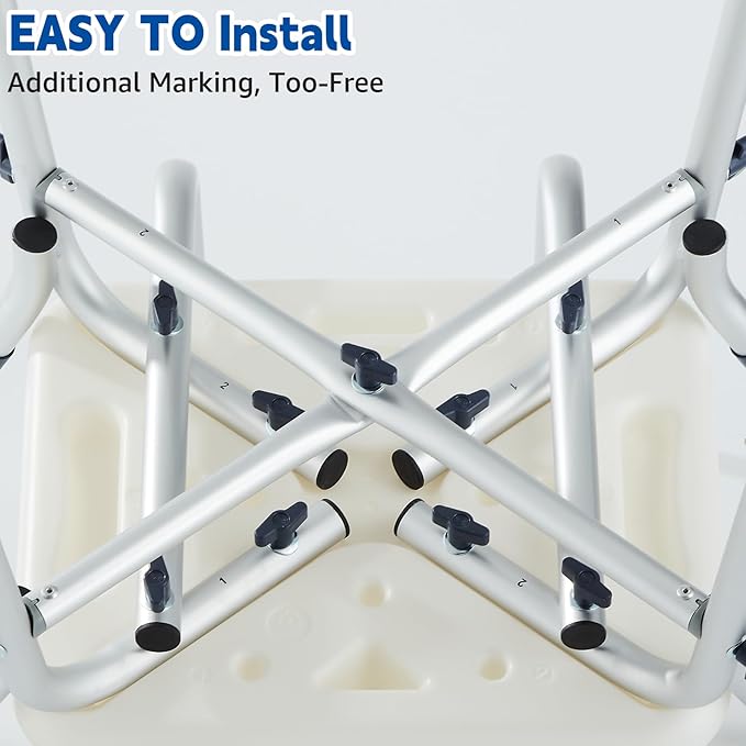 Shower Chair for Inside Shower, Padded Shower Seat Chair with Arms and Back, 6-Level Adjustable Shower Stool Chair for Elderly and Disabled, 550 LB Heavy Duty Handicap Shower Bath Chair