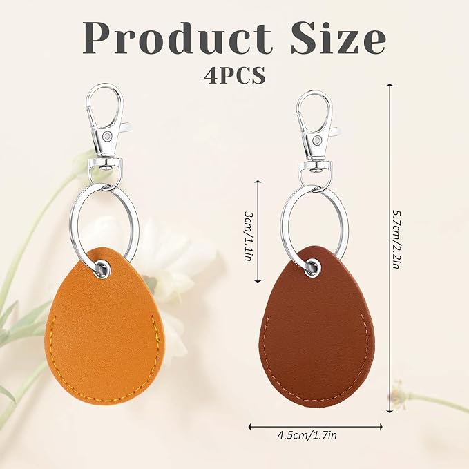 Psyqtsuary Leather Key Fob Holder, 4 Pcs PU Leather Keychain Key Holder for Keychain General Keys Fob, for Keys ID Keys Cards