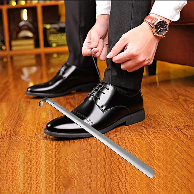 ILESOWE BFDYY Metal Shoe Horn Long Handle for Seniors,18" Long Shoes Horn for Women,Men,Kids Boots,Premium Shoehorn,Shoe Tongue,Shoe Spoon Helper Stick Make it Easy