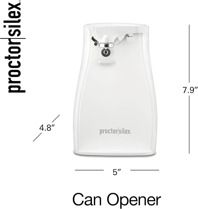 Proctor Silex Power Electric Automatic Can Opener for Kitchen with Knife Sharpener, Twist-off Easy-Clean Lever, Cord Storage, White (75224PS) (Pack of 2)