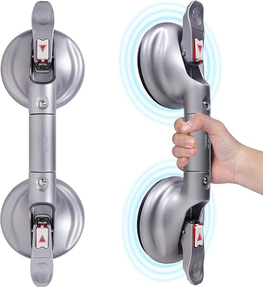 15inch Suction Shower Grab Bar, Portable Shower Handle Bar Suction Grip Bar Bathtub Handle with Strong Suction Cup Fitting and Rapid Release for Bathroom(Max Capacity :300lb