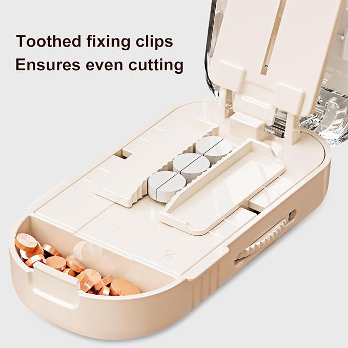 Pill Cutter,Multi-Tablet Cutter with Replaceable Blades & Safety Guard – Precision Splitter for Small to Large Tablets (Black)