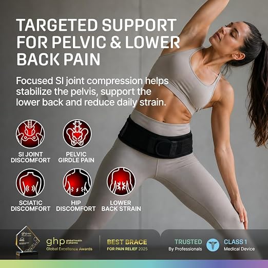 Modvel Pelvic Support Belt, Posture Corrector for Women & Men, Back Brace for Lower Back Pain, Hip & Waist Trainer for Women, Sciatica Pain Relief Support, Waist Cincher, Comfortable Daily Wear