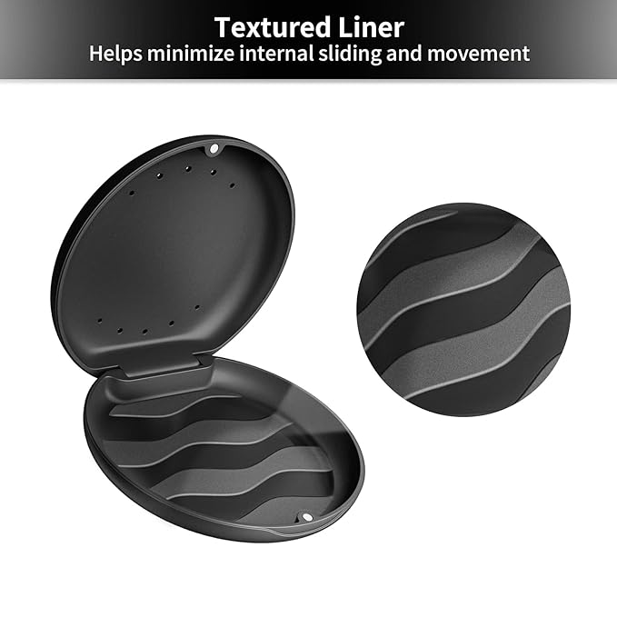 Annhua Denture Case Orthodontic Retainer Case with Vent Holes, Dental Mouthguard Container Retainer Box Slim with Magnetic Closure for Household|Travel|Office - Black