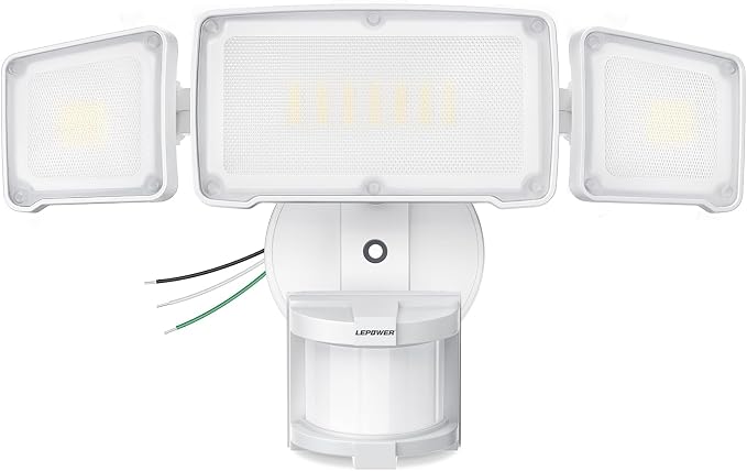 LEPOWER LED Security Light Motion Sensor Outdoor Lights, Bright 38W 4200LM | 72 FT Range, IP65, Easy to Install, 180° Motion Sensor, 5500K, 3 Head Detected Waterproof Flood Light for Garage, Yard, Porch