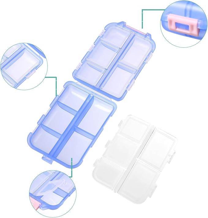 1Pack Travel Pill Organizer - 10 Compartments Pill Case, Compact and Portable Pill Box, Perfect for On-The-Go Storage, Pill Holder for Purse Blue