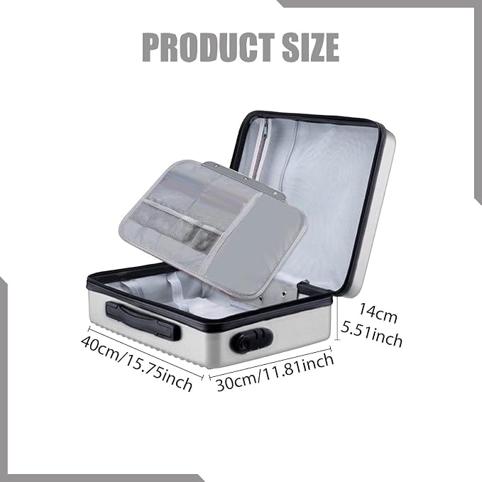 Fireproof Document Box Secure Storage Waterproof Briefcase files Organizer Bag Hard Container Case for Contracts Outdoor, Silver
