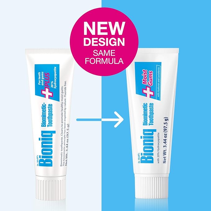 Bioniq Plus Moist Gum Toothpaste with 20% Hydroxyapatite, Fluoride Free Toothpaste, Hydroxyapatite Clinically Tested, Expert Enamel Care with Mint Flavor I 3.44 oz 1 Pack
