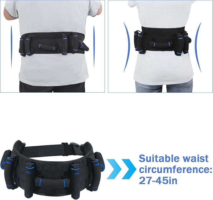 Gate Belt for Elderly with 7 Handles,Gait Belts Transfer Belt for Seniors, Adjustable Lift Belts for Elderly (27-45 inches) Quick Release Gait Belt，Patient Transfer Belt for Disabled