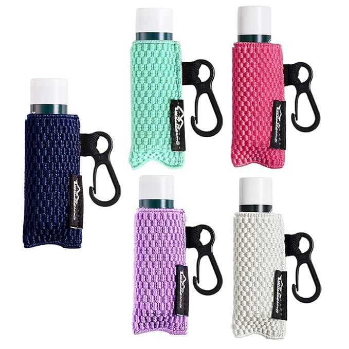 WK IEASON Lip Balm Holder Keychain, Christmas Stocking Stuffers Gifts, 5PCS Clip on Pouch Lip Gloss Holder Compatible With Chapstick Sleeves Holder Key Chains Women Cute Elastic Lipstick Holder