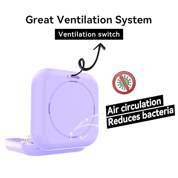 HEMILAB® Retainer Case, Slim Aligner Case with Vent Holes, Compatible with Invisalign, Mouth Guard Case with Mirror, Cute Orthodontic Retainer Case with Retainer Removal Tool and Brush, Purple