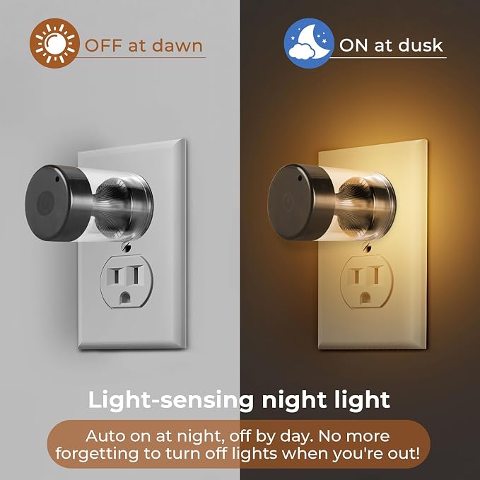 GEPLAD Dimmable LED Night Light Plug in Wall, Touch Control & 3-Color Temperature (3000K-5000K) Nightlight with Dusk to Dawn Sensor, IP65 Waterproof for Bathroom,Nursery,Kids Hallway,Stairs 2 Pack
