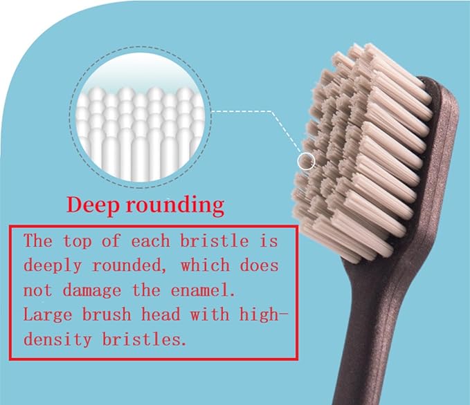 Adult Manual Hard-bristled Toothbrush with Cover, Wide Head Medium Size,for Cleaning Smoke Stain, Tartar, Coffee Stain, Tea Stain.【Hard Blue Brown Black toothbrushes,3 Count (Pack of 1)】