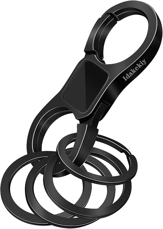 Idakekiy Key Chain Quick Release Spring with 4 Key Rings Heavy Duty Car Keychain Organizer for Men and Women