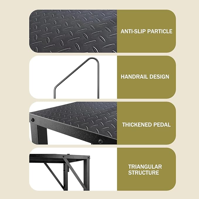 Step Ladder, Step Stool with Handle, Heavy Duty Pool Ladder Above Ground 660Lbs, Camper Steps Outdoor Steps RV Stairs for Reaching High, Portable Home Stairs for Travel Trailer (6 Step, Single Handle)