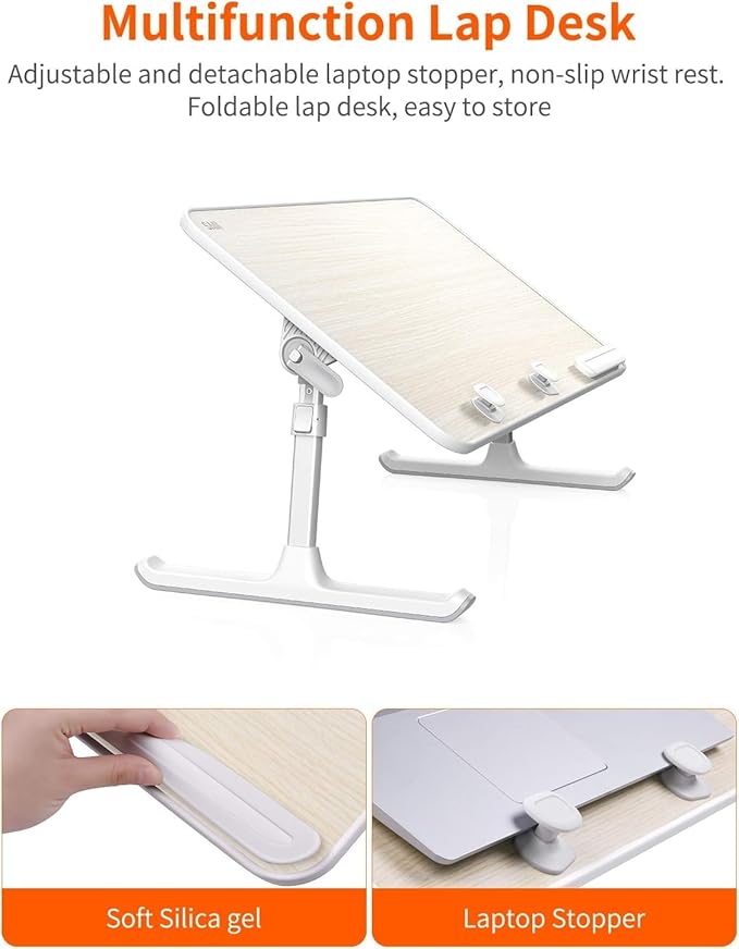 Laptop Desk for Bed, SAIJI Lap Desks Bed Trays for Eating Writing | 5 Heights, 4 Angles, Stable Folding Table for Bed Sofa Desk, Suitable for Laptops up to 17 Inches (60 x 33 cm Black)