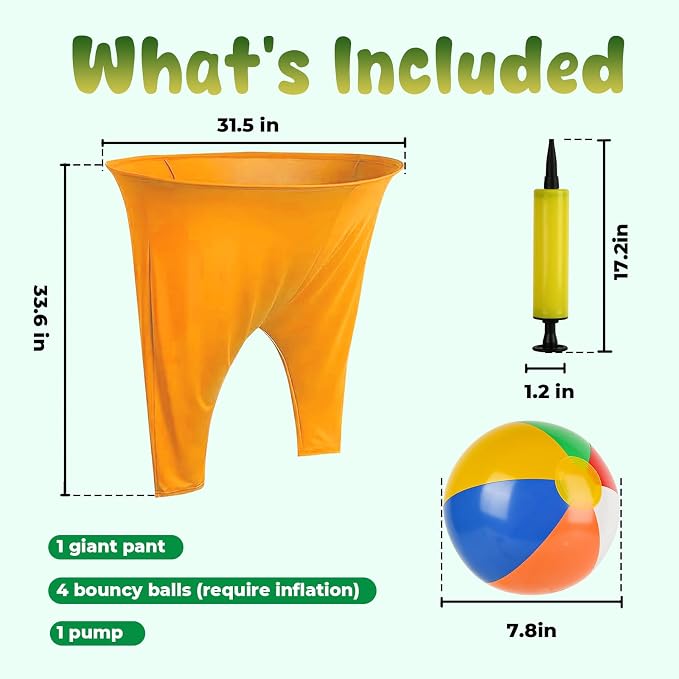 Granny Pants Yard Game, Granny Pants with Bouncy Balls & Pump, Giant Pants Outdoor Game & Big Pants Ball Catch Game, Granny Pants Game for Kids & Adults, Perfect for Family Reunion Games