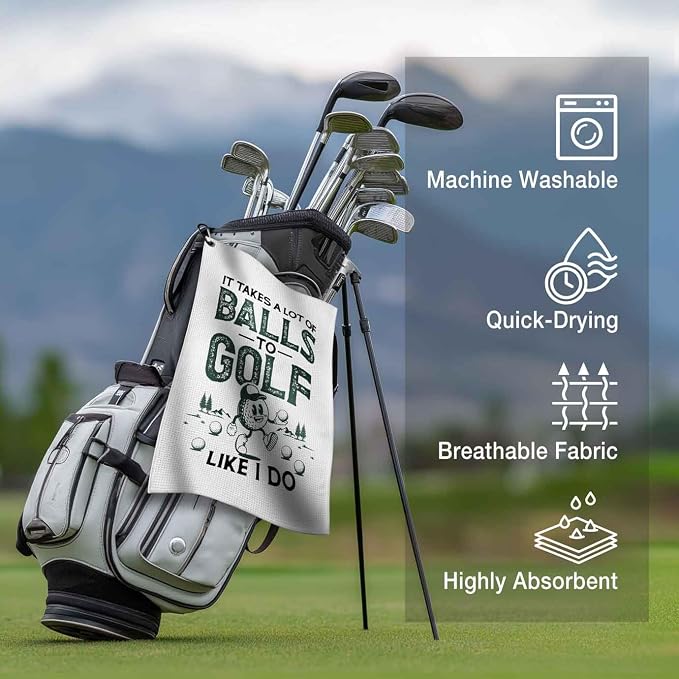 Funny Golf Towel with Clip, Golf Bag Accessories for Women, Golf Gifts for Men Mom Grandma Player,16x24inch Waffle Weave Microfiber Golf Towels,Birthday Christmas Retirement Golfer Gifts