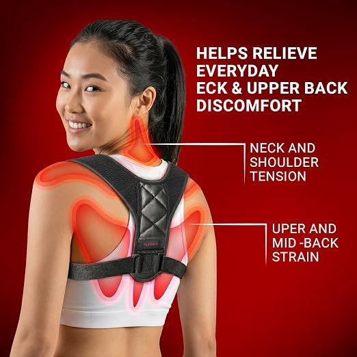 FLEXIOR Posture Corrector for Women and Men, Adjustable Back braces for Upper & Mid Spine Support, Comfortable Back Straightener posture corrector for Back with Carry Bag