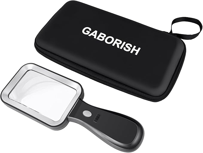 10X Magnifying Glass with Light and Case, Rechargeable Magnifier with 3 Color Modes, Lighted Magnifying Glass Handheld for Seniors Reading Low Vision, Inspection, Close Work