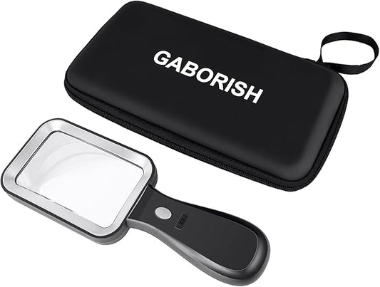 10X Magnifying Glass with Light and Case, Rechargeable Magnifier with 3 Color Modes, Lighted Magnifying Glass Handheld for Seniors Reading Low Vision, Inspection, Close Work