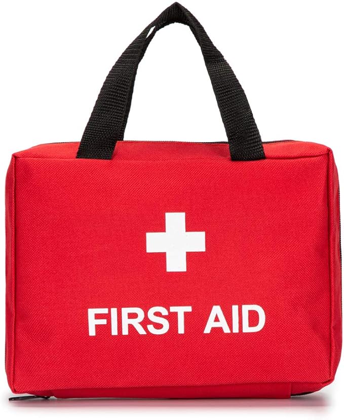 Jipemtra Red First Aid Bag Empty Travel Rescue Pouch First Responder Storage Medicine Emergency Bag for Car Home Office Kitchen Sport Outdoors (Red)