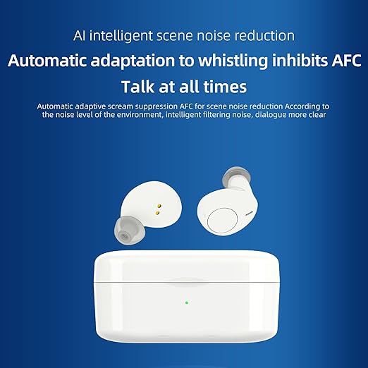 OTC Hearing Aids for Seniors Rechargeable ITE Hearing Amplifier，Noise Reduction Ear Aids, 32-Channel Digital Chip,4 Modes, 5 Volume Levels, 120Hrs Battery Life Earbuds for Hearing Loss Adults, Women, Men, Elder