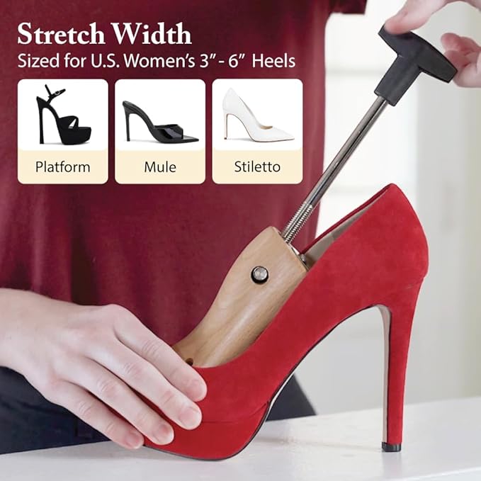 FootFitter Premium Women’s High Heel Stretcher for 3” to 6” Pumps, Stretches & Widens Tight Shoes, Pumps & Stilettos One-Way Expander - Large (US 8-10.5)