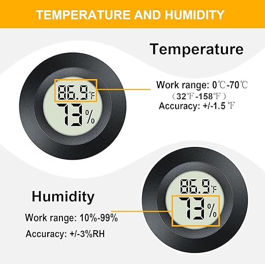JEDEW 6 Pack Hygrometer Thermometer Digital Humidity Meter Indoor/Outdoor Humidity Monitor Reptile Thermometer for Greenhouse Humidors Terrarium Jars ℉/ ℃(6)