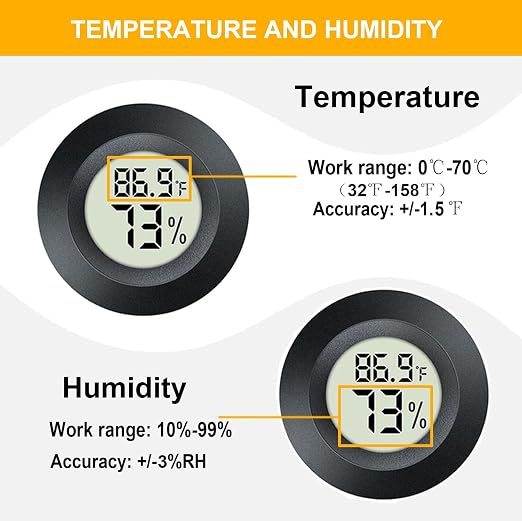 JEDEW 4 Pack Hygrometer Thermometer Digital Humidity Meter Indoor/Outdoor Humidity Monitor Reptile Thermo-Hygrometer for Greenhouse Humidors Terrarium Jars, Fahrenheit (℉) /Celsius(℃) (4)