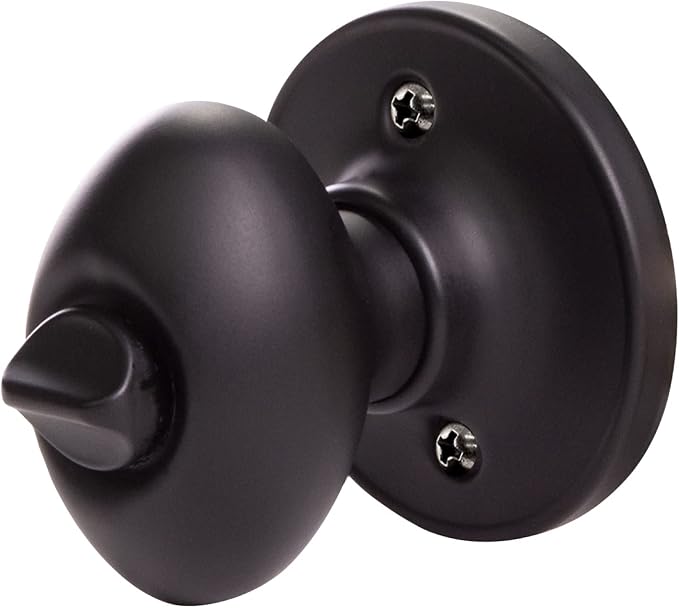 Design House 779181 Egg Privacy Bed and Bath Door Knob Matte Black | Adjustable Latch, Surface, Traditional, Brass, Hardware, 779181