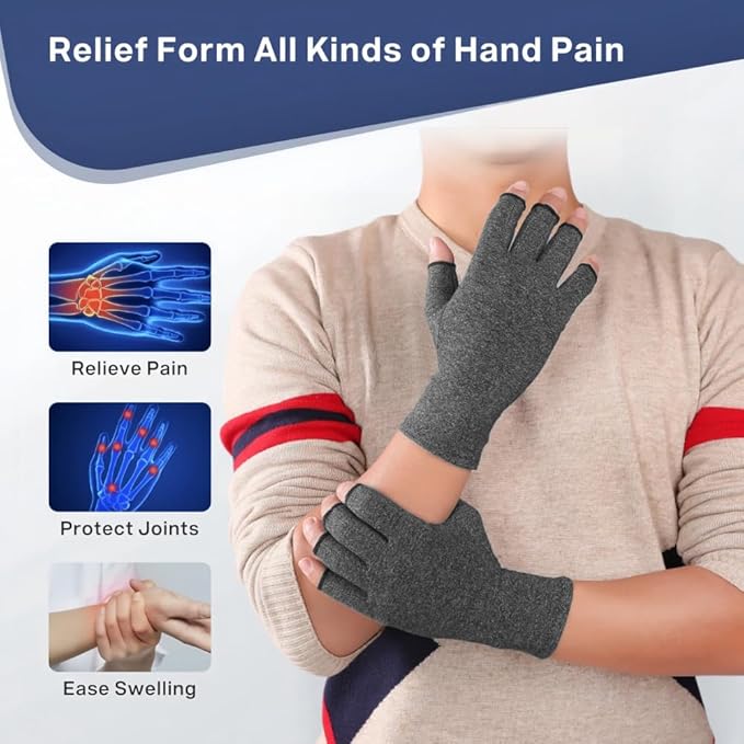 Arthritis Gloves for Women for Pain, Men and Women Fingerless Compression Wrap for Hand Pain and Osteoarthritis Compression Gloves Women,S,Grey