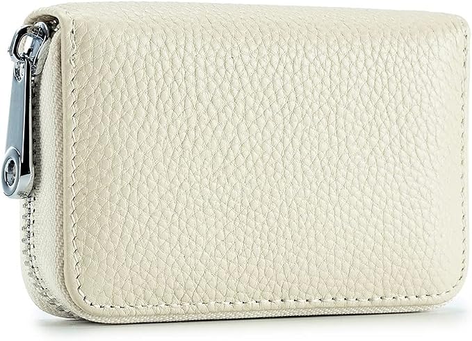 RFID Credit Card Holder Genuine Leather Credit Card Wallet with Zipper | RFID