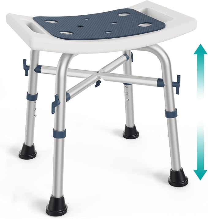 PELEGON Shower Chair for Inside Shower (350 lb) - Adjustable Height, Padded Seat, Shower Chair for Elderly and Disabled - Shower Chair for Adults, Tub Chairs for Bathtubs - Dark Blue